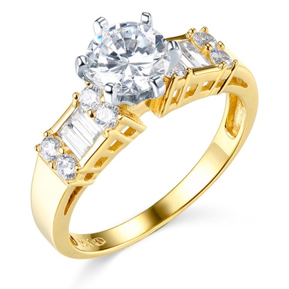 1.25 CT Round-Cut & Side Baguette CZrING